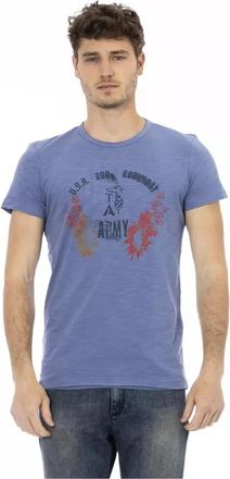 Trussardi Blauw Katoenen T-Shirt met Voorkant Print - Heren - T-shirts - Blauw - M - Katoen - Tops