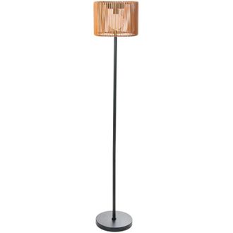 Beliani Outdoor Solar Floor Lamp Brown Synthetic Material Iron Base LED Garden Patio Energy-Efficient LUENA