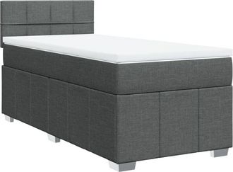 vidaXL Cama Box Spring Con Colch&oacute;n Tela Gris Oscuro 80x200 Cm Vidaxl