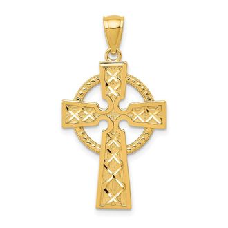 Diamond2Deal 14k Yellow Gold Celtic Cross Pendant