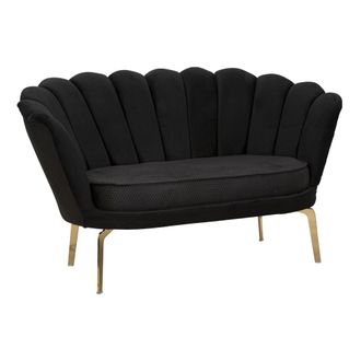 Mauro Ferretti Sof&aacute; de tela negra con patas doradas 136x76x78 cm