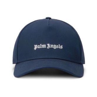 Palm Angels Caps, male, Blue, Size: ONE SIZE Embroidered Logo Cap