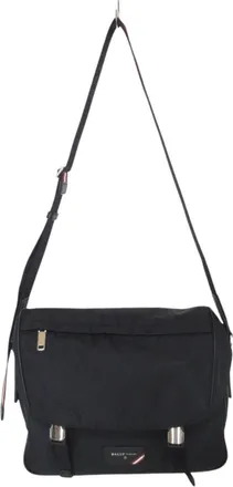 Bally Black Brown Nylon Shoulder Bag (Pre-Owned)