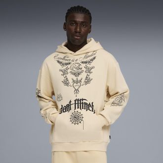 Puma Felpa con cappuccio da basket Swish N Ink dal taglio morbido da uomo, Abbigliamento, Beige, 3XL