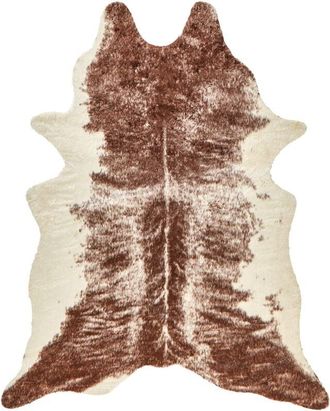 Beliani Alfombra Moderna De Piel Sint&eacute;tica De Vaca Estampada Marr&oacute;n 150 X 200 Cm Zeil