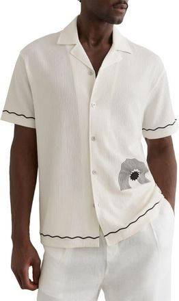 Reiss Solano Camp Shirt in White at Nordstrom, Size X-Large