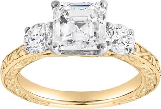 LuvMyJewelry Nyraelle 14K Gold 2.70 Ct Asscher Lab Grown Diamond Engagement Ring in 14K Yellow Gold at Nordstrom