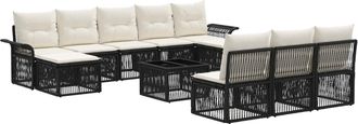 vidaXL Conjunto De Sof&aacute;s De Jard&iacute;n 11 Uds. Negro Rat&aacute;n Sint&eacute;tico Vidaxl