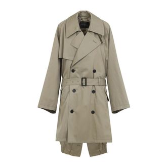 Balenciaga Trench Coats, female, Beige, XS, Draped Neck Trench