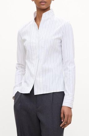 Theory Stripe Tailored Shirt in Black Multi at Nordstrom, Size X-Large