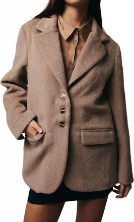 Le Lis Blanc Deux Long Sleeve Button Down Coat In Mocha