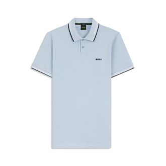 BOSS Stretch-cotton slim-fit polo shirt with branding and stripes