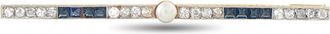Luxury Bazaar Antique 18K Yellow Gold 1.40ct Diamond and Sapphire Brooch MF16-081226
