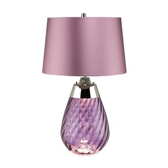 Loops Table Lamp Heather Shade & Plum tinted Glass / Heather Shade LED E27 60W Bulb in Clear