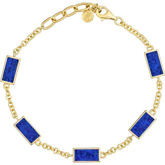 Jan Leslie Five Station Dash Rectangle Bracelet In Sterling With 18K Gold Overlay in Blue at Nordstrom