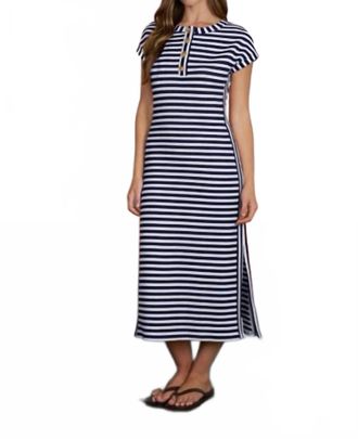Blu Pepper Knit Midi Dress In Navy And White Stripe