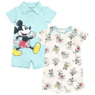 Disney Mickey Mouse One Piece Romper Set in Mickey Blue White at Nordstrom, Size Newborn