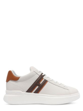 Hogan White Textured Leather Low-Top Sneakers