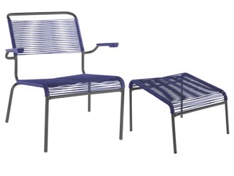 Schubiger M&ouml;bel Spaghetti-Lounger + Hocker S&auml;ntis mit Armlehnen