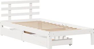 vidaXL Bed Frame with Drawers without Mattress White75x190 cm Vidaxl