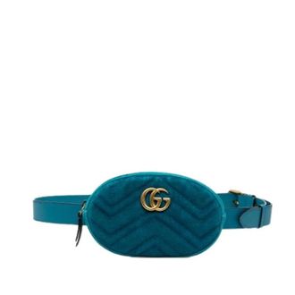Gucci Pre-owned Vintage Quilted Velvet Belt Bag - Dames - Pre-owned - Blauw - Maat: ONE Size Velours