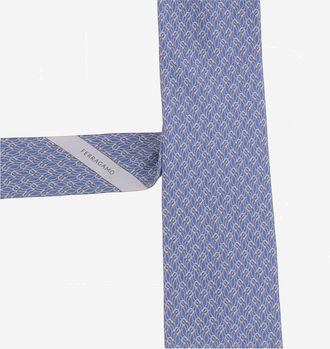 Ferragamo Mens Silk Tie Sky Blue Ties & Bow