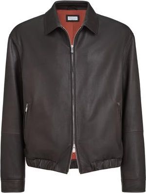 Brunello Cucinelli Nappa leather jacket in Chocolate at Nordstrom, Size Xxx-Large Eu