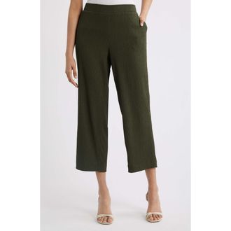 Anne Klein Crinkle Ankle Wide Leg Pants in Dark Bay Leaf at Nordstrom, Size X-Small P