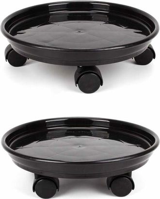 Elle Juego De 2 Cestas Para Plantas, Soporte Redondo Con Ruedas Para Macetas De 30 Cm, Soporte Resistente Para Macetas Con Ruedas, Carrito Para Transportar