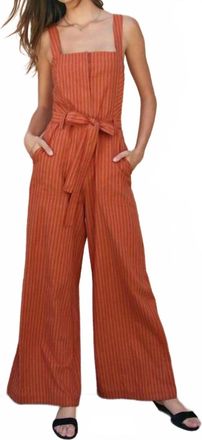 Dress Forum Striped Tie Waist Jumpsuit In Orange