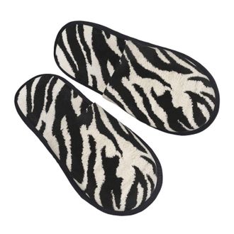 Generic Zebra Animal Men Women Shoes Fluffy Sliders Cosy House Slippers For Bedroom Winter Outdoor M