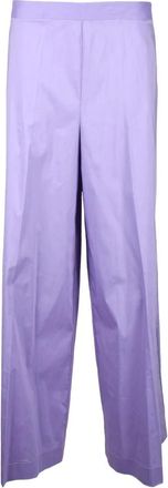 Liviana Conti Wide Trousers, female, Purple, Size: L Cotton Blend Stretch Pants