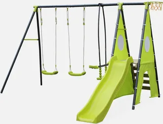 Sweeek Sweeek - Parque Infantil Con Columpio Y Tobog&aacute;n, Libeccio, Verde, 313x155x197 Cm