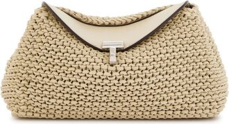 Toteme T-lock Mini Woven Leather Clutch - Cream - One Size