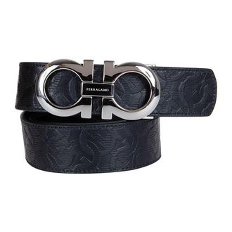 Ferragamo Belts, male, Black, Size: 110 CM Adjustable and Reversible Gancini Belt