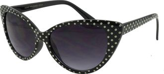 Retrouv&eacute; Polka Dot Cat Eye Womens Mod Fashion Super Cat Sunglasses (Black white dot)