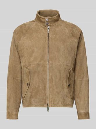 HUGO BOSS Regular Fit Lederjacke aus echtem Ziegenleder Modell LORIDGE in Beige, Gr&ouml;&szlig;e XXL