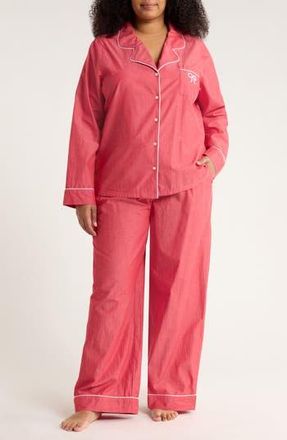 Nordstrom Classic Cotton Pajamas in Red Chambray Bow at Nordstrom Rack, Size 3X