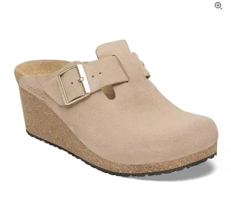 Birkenstock Womens Fanny Suede Leather Clog In Warm Sand