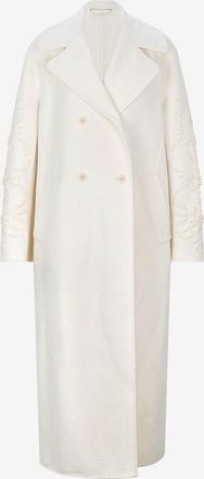 Ermanno Scervino Langer zweireihiger bestickter Wollmantel