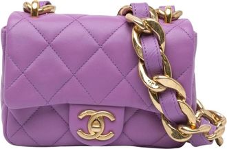 Chanel Pre-owned Mini Quilted Lambskin Funky Town Flap - Dames - Vintage Mini Tas - Paars - ONE Size - Leer - Vintage
