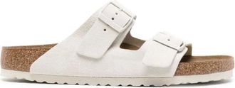 Birkenstock Sliders, male, White, 8 UK, Suede Double-Strap Sandals