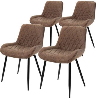 ML Design Ml-design - Set 4x Sillas De Comedor Marr&oacute;n Moderno 81 Cm Asiento Tapizado De Imitaci&oacute;n Cuero Transpirable Y Suave Con Patas De Metal Sill&oacute;n Con Respa