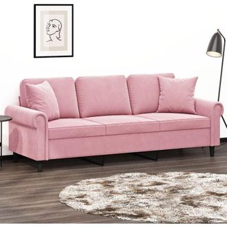 vidaXL Vidaxl - Divano a 3 Posti con Cuscini Rosa 180 cm in Velluto