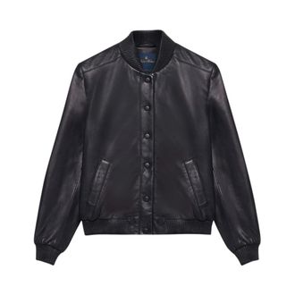 Brooks Brothers Su&egrave;de Bomberjack - Dames - Leren en Su&egrave;de Jassen - Blauw - M - Su&egrave;de - Jassen