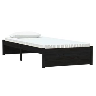 Berkfield Home Beautiful Bed Frame Black Solid Wood 75x190 cm Small Single