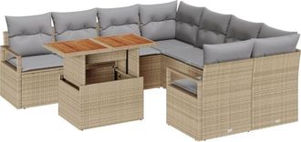 vidaXL Garden Sofa Set with Storage 9 pcs Beige Poly rattan vidaXL