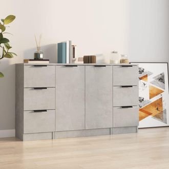 Berkfield Home Sideboards 3 pcs Concrete Grey Engineered Wood
