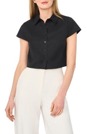 Ted Baker Cap Sleeve Button-Up Shirt in Rich Black at Nordstrom Rack, Size 10