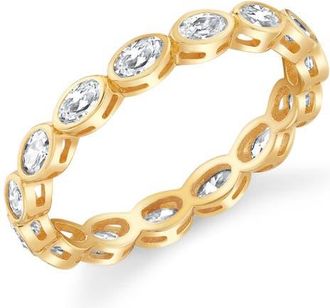Crislu Oval Cut Cubic Zirconia Eternity Band in 18Kt Yellow Gold/clear Stone at Nordstrom, Size 9